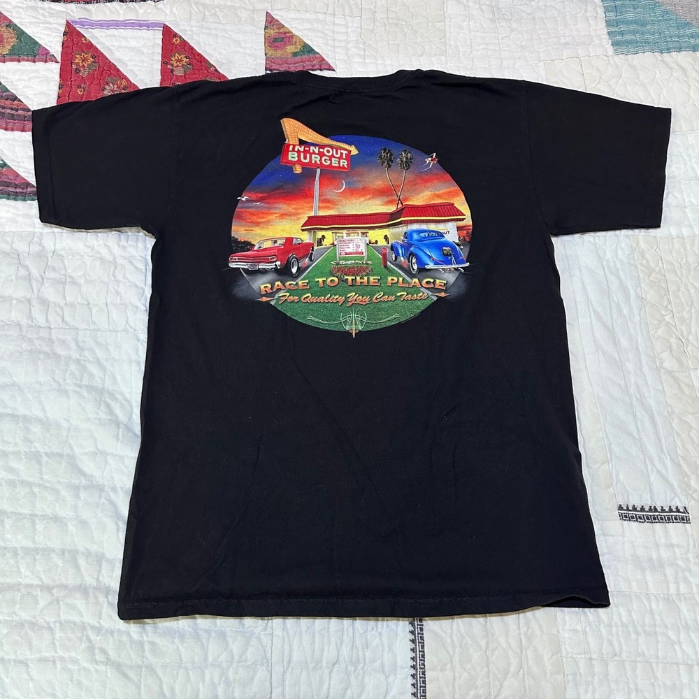 In-N-Out Burger Graphic T-Shirt Black Race To The Place Hot Rod Mens Medium